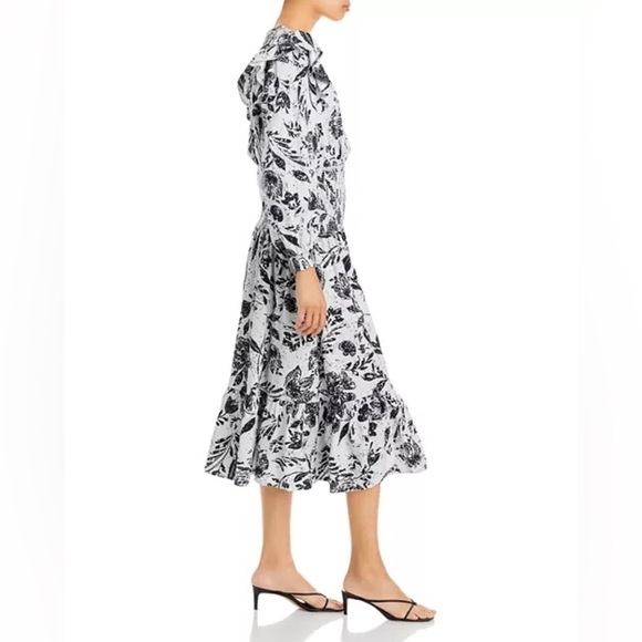 AQUA Smocked Floral Print Midi Dress Size S - Picture 4 of 16